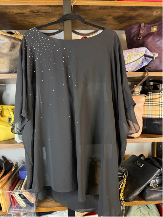 Evans Tops - Women's Evans Black Embellished Blouse, Size 22/24